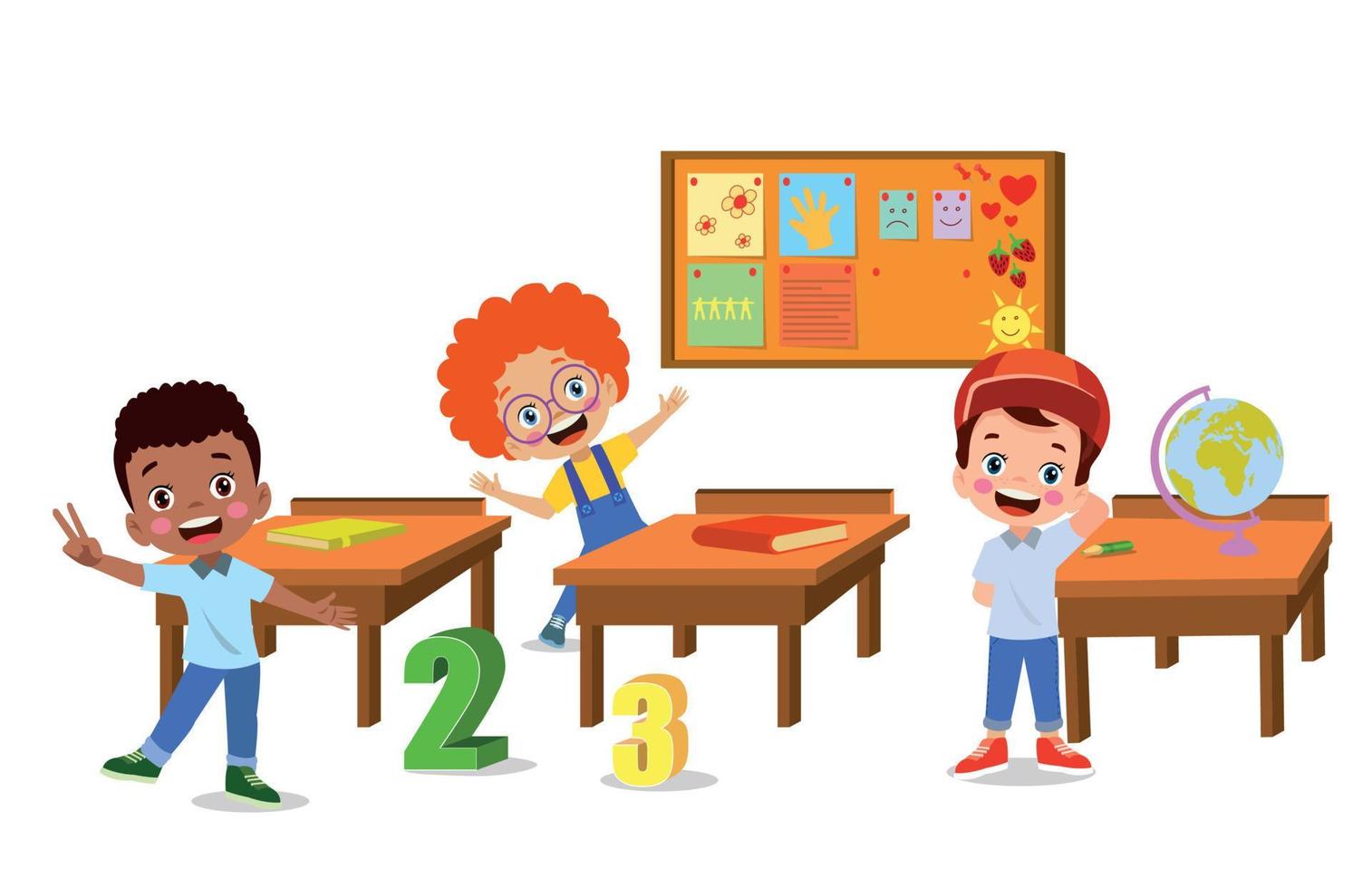 cute students in class at school vector