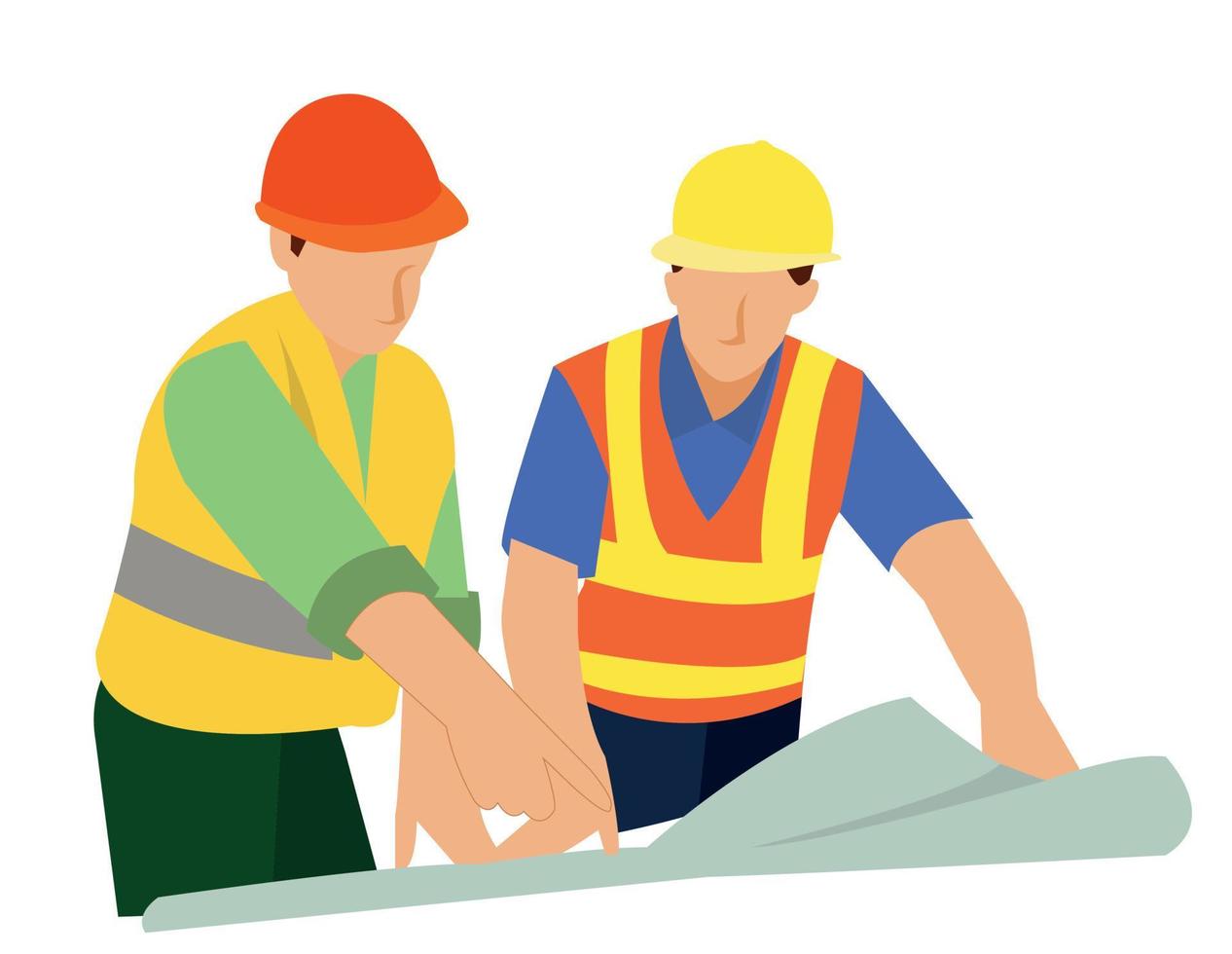 civil architect engineer studying building plans and working engineering and architecture concept vector