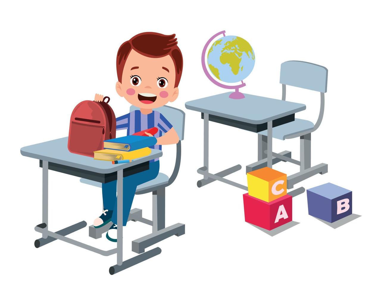 cute students in class at school vector