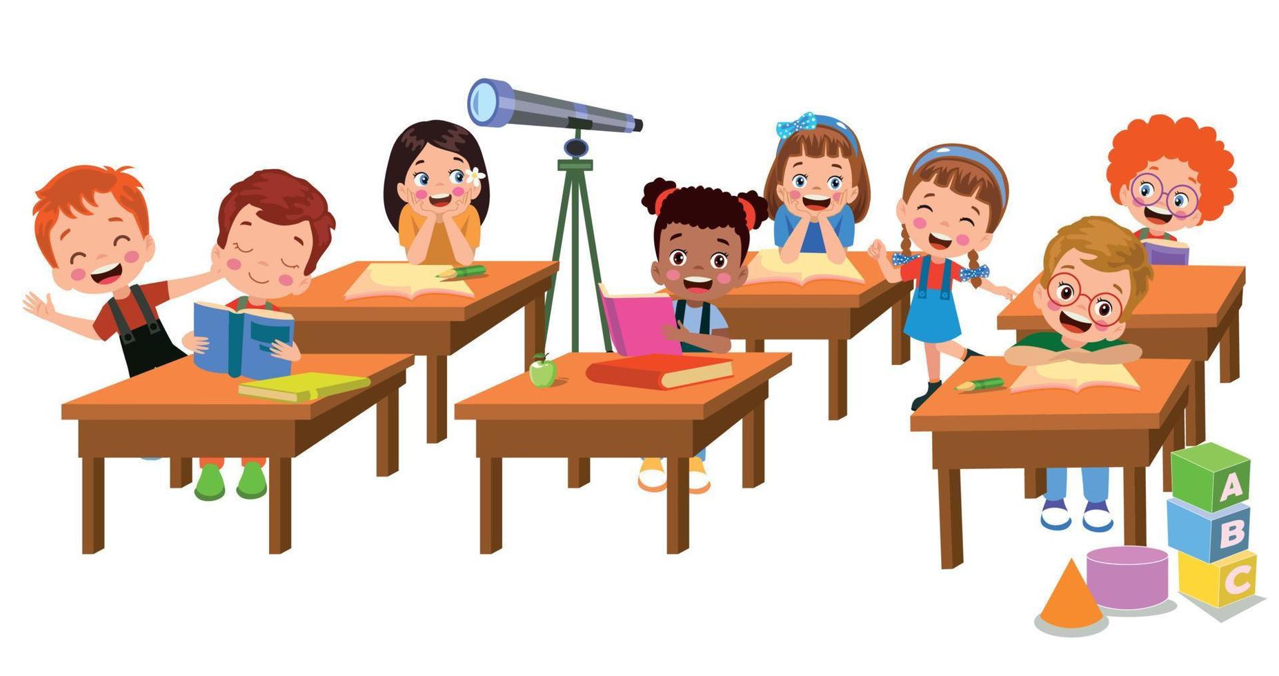 cute students in class at school vector