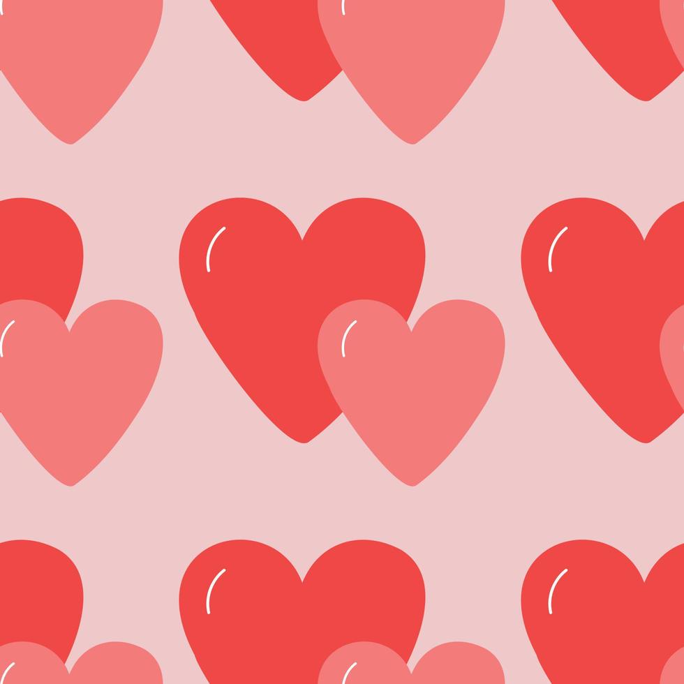 Cute vector red heart pattern. Hand drawn doodle illustration.