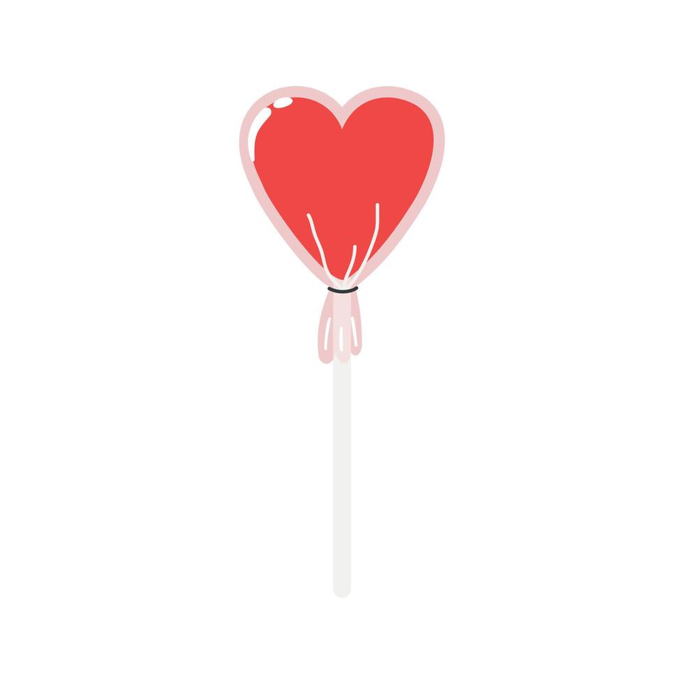 Cute vector lollipop heart color clipart. Hand drawn doodle illustration.