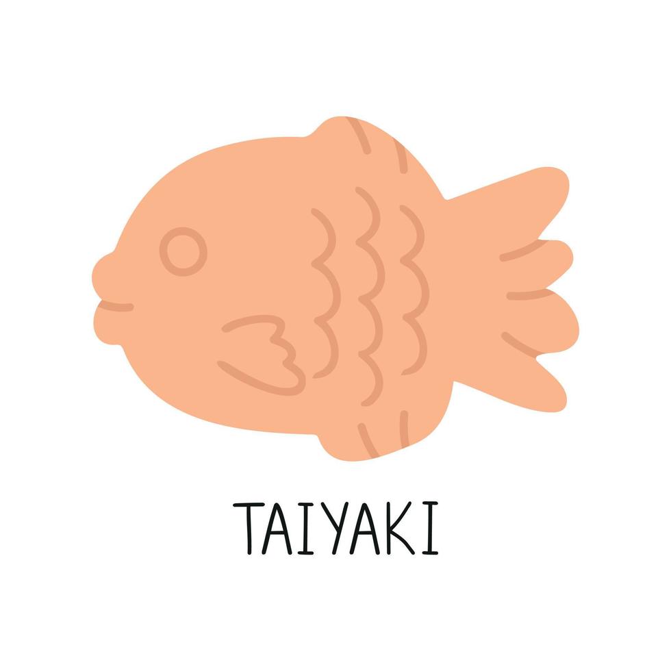 postre japonés taiyaki en forma de pez. concepto de comida callejera tradicional en japón, comida deliciosa. vector