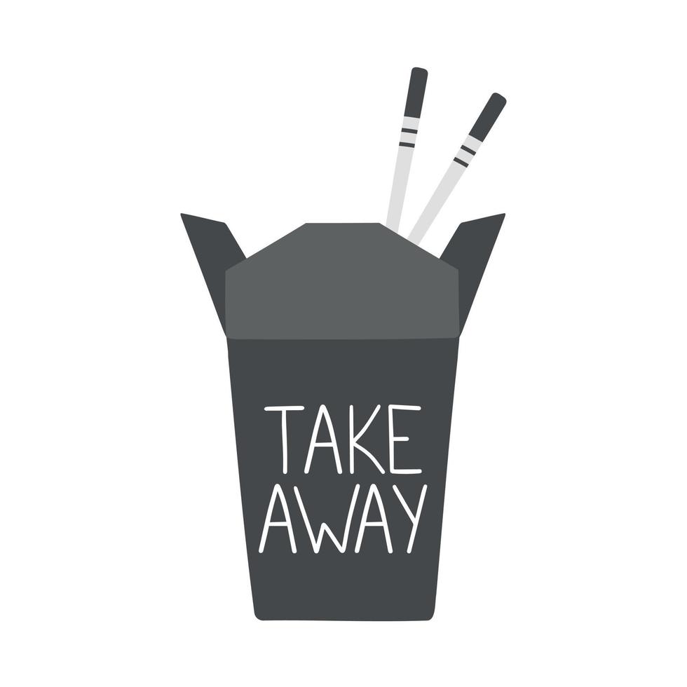 Take away food with chopsticks illustration isolated vector