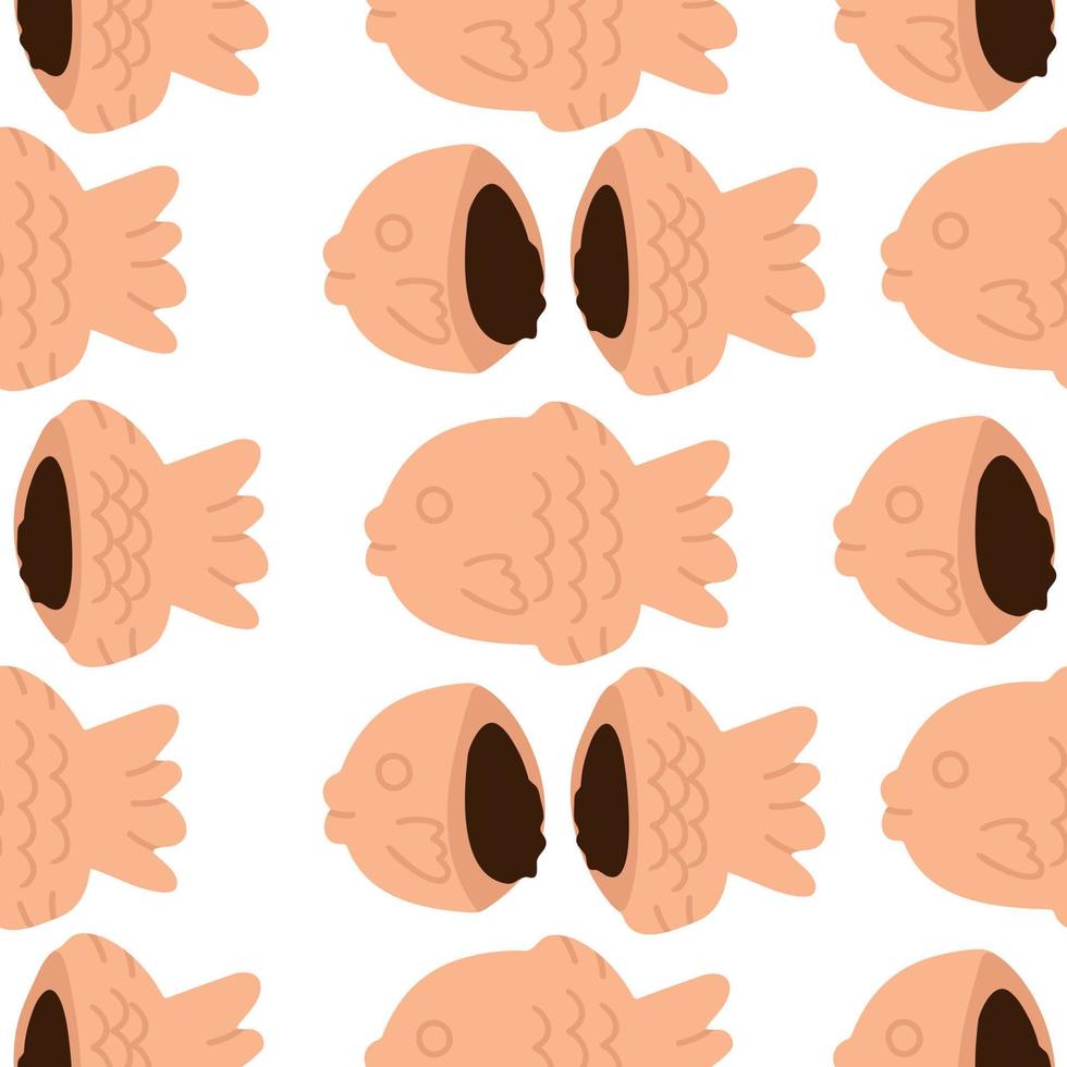 Japanese dessert fish-shaped Taiyaki pattern. Concept of traditional street food in Japan, delicious food. vector