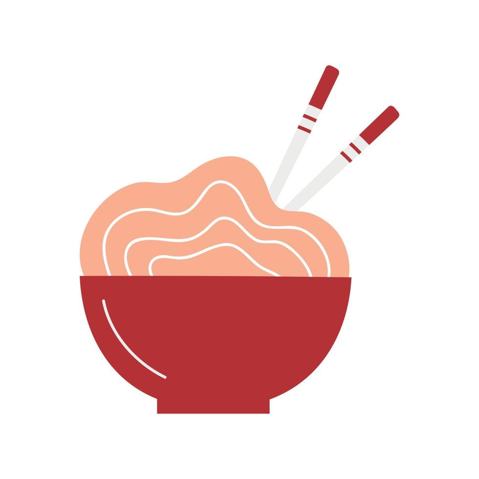 Food with oriental noodles. Asian noodles, image of a traditional Chinese ramen restaurant with pasta and chopsticks vector