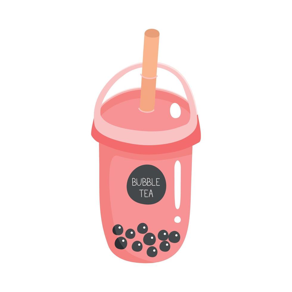 Bubble tea cup cute cartoon illustration. vector