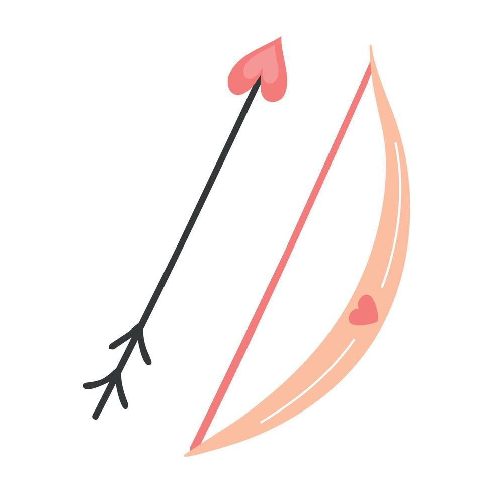 Vector bow with arrow for valentine's day cards, posters, wrapping and design.