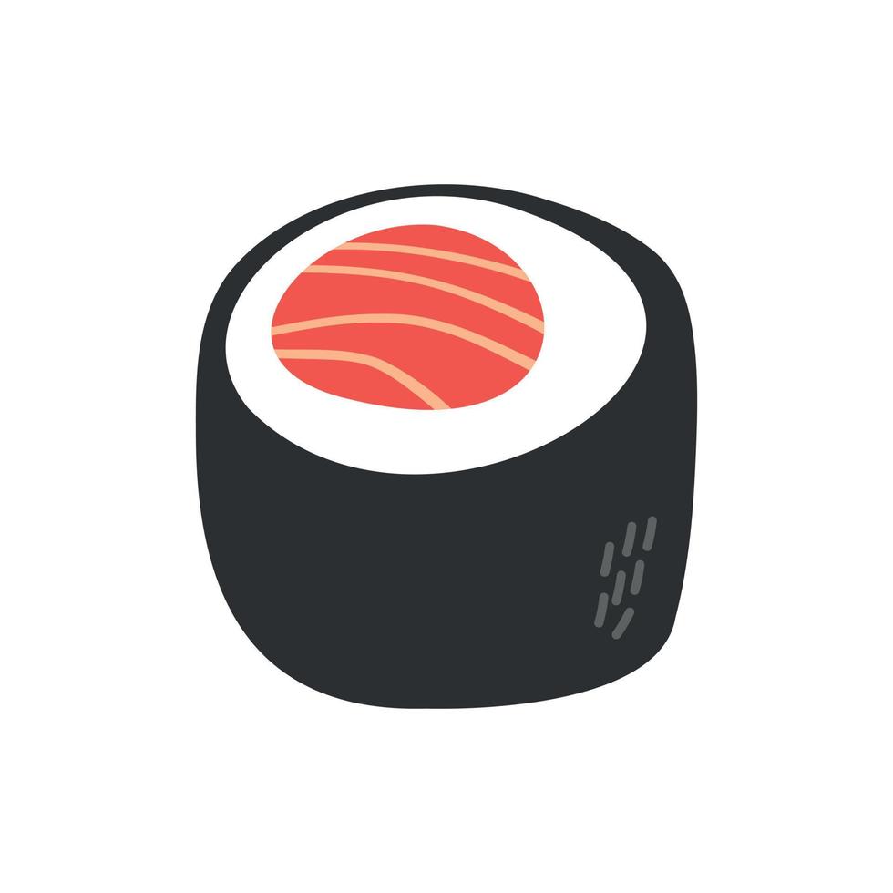 Japanese sushi roll in hand drawn style. Asian food for restaurants menu vector