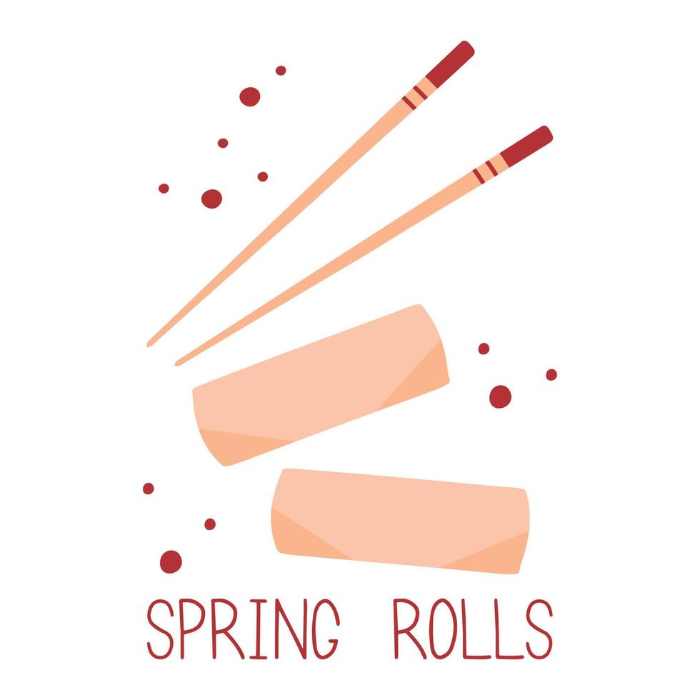 Spring rolls concept design. Asian food. Chinese cuisine. vector
