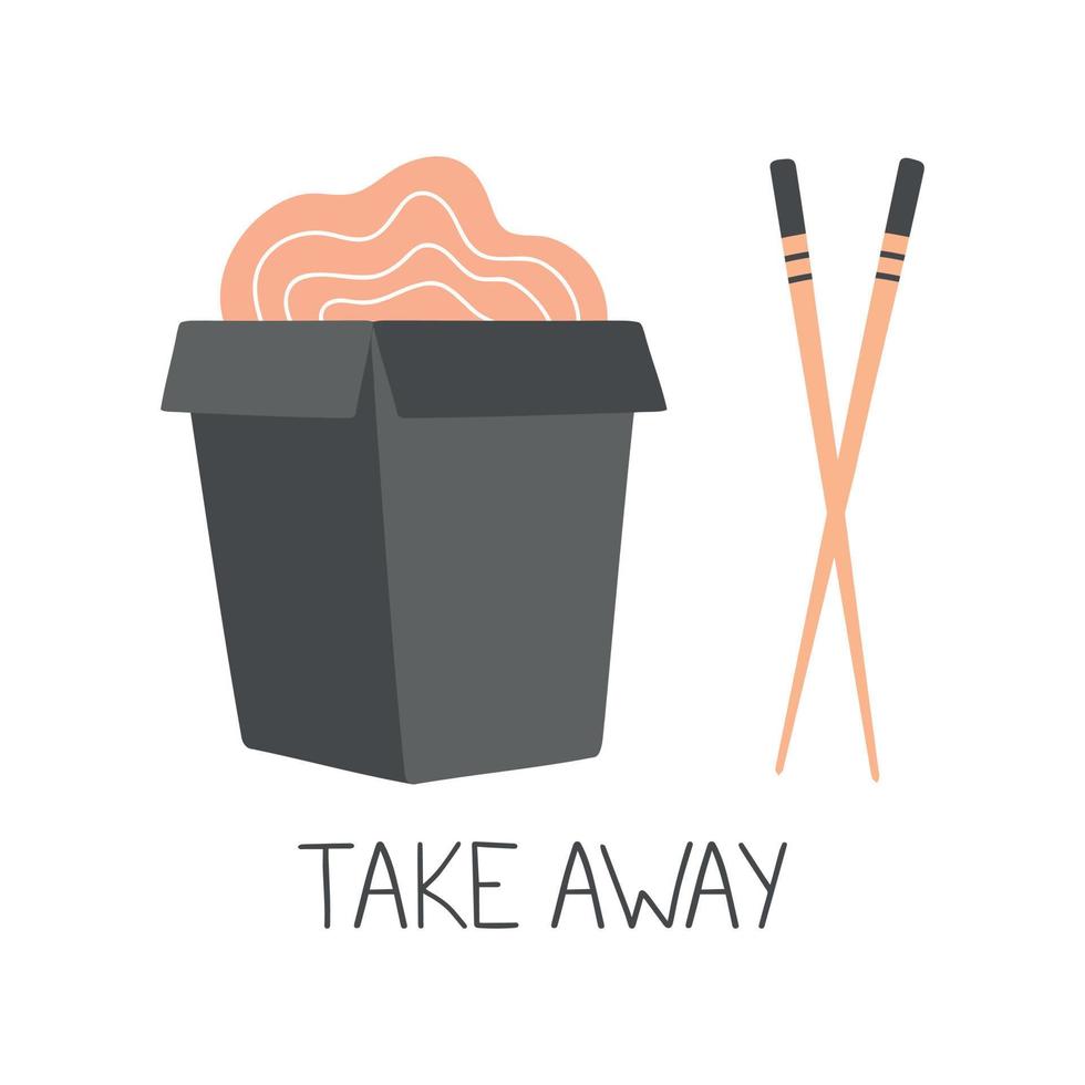 Take away food with chopsticks illustration isolated vector