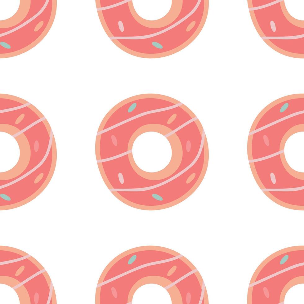 Pattern of a cute pink cartoon donuts can be used for Valentine's Day greeting cards, party invitations. vector