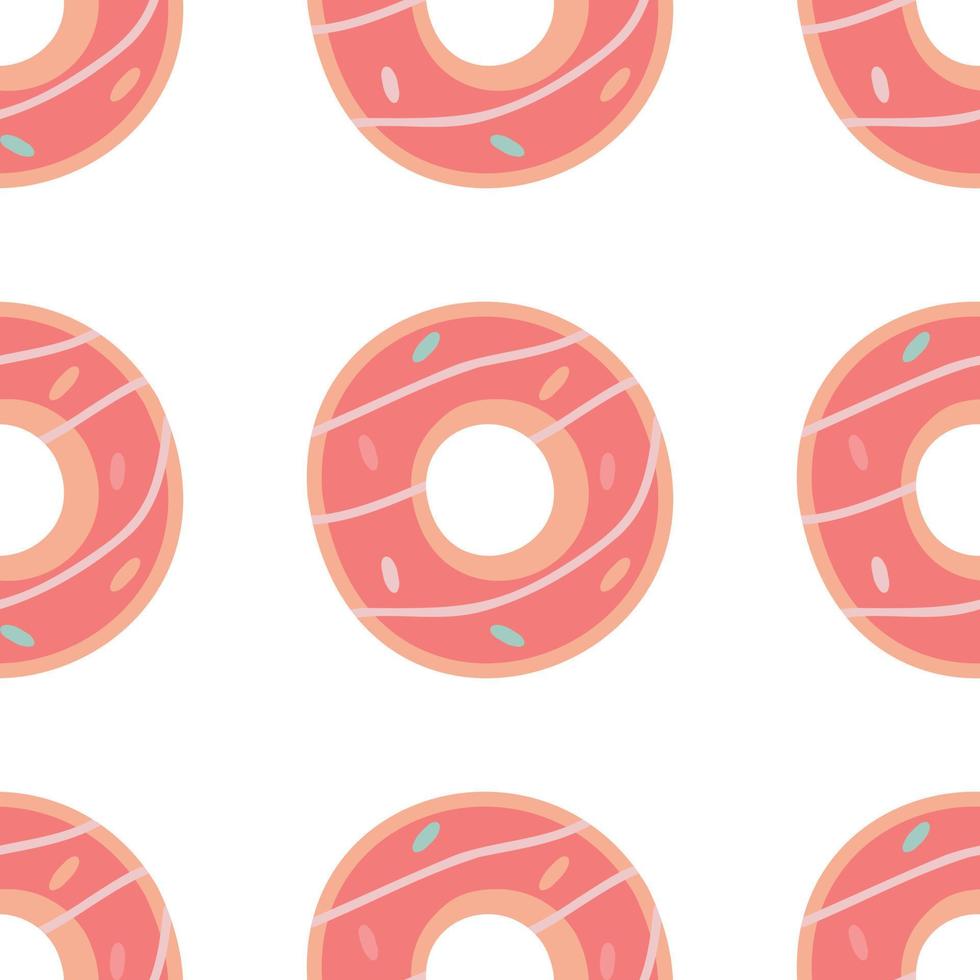 Pattern of a cute pink cartoon donuts can be used for Valentine's Day greeting cards, party invitations. vector