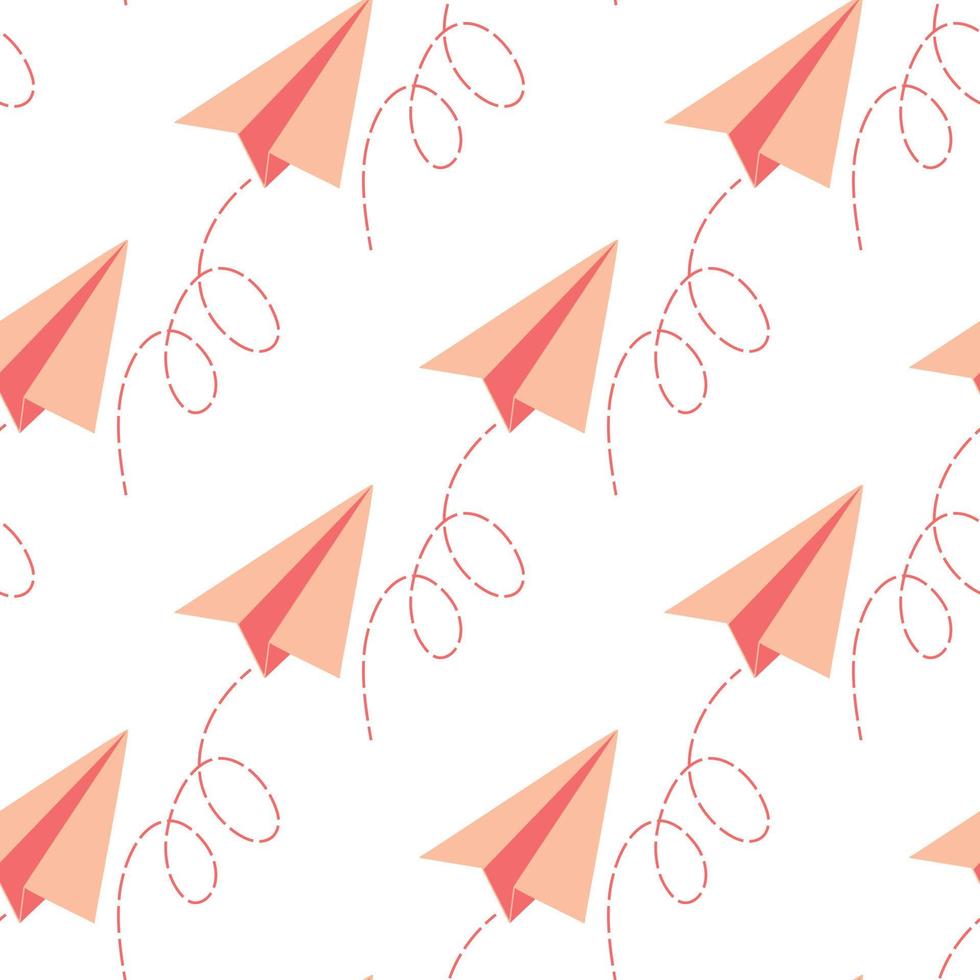 Flying paper airplane pattern. Valentine's Day gift. vector