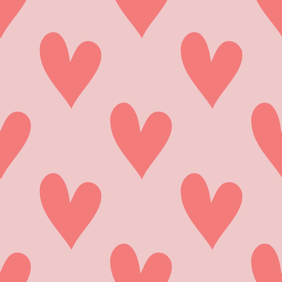 Cute vector red heart pattern. Hand drawn doodle illustration.