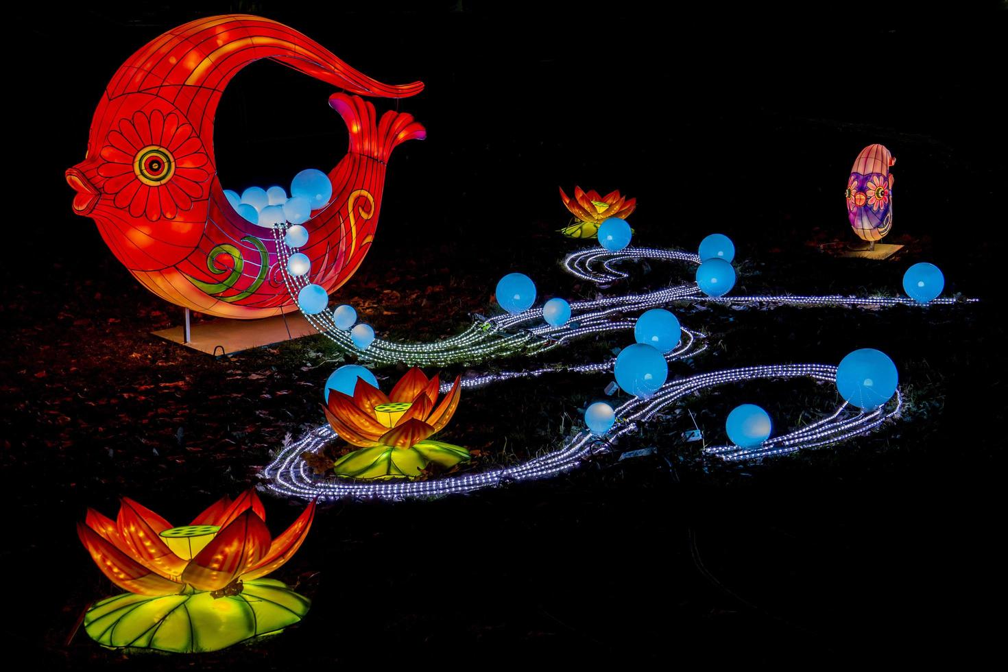 Novi Sad, Serbia, 2022 - Detail from Chinese Lantern Festival in Novi Sad, Serbia. Festival was made to commemorate Chinese New Year  and created by art lantern company Zigong photo