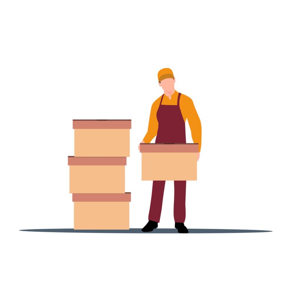 Worker moving boxes png