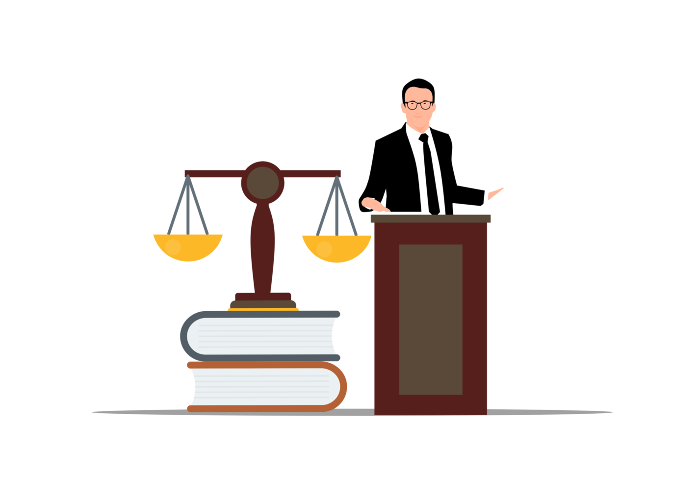 Lawyer and law books png