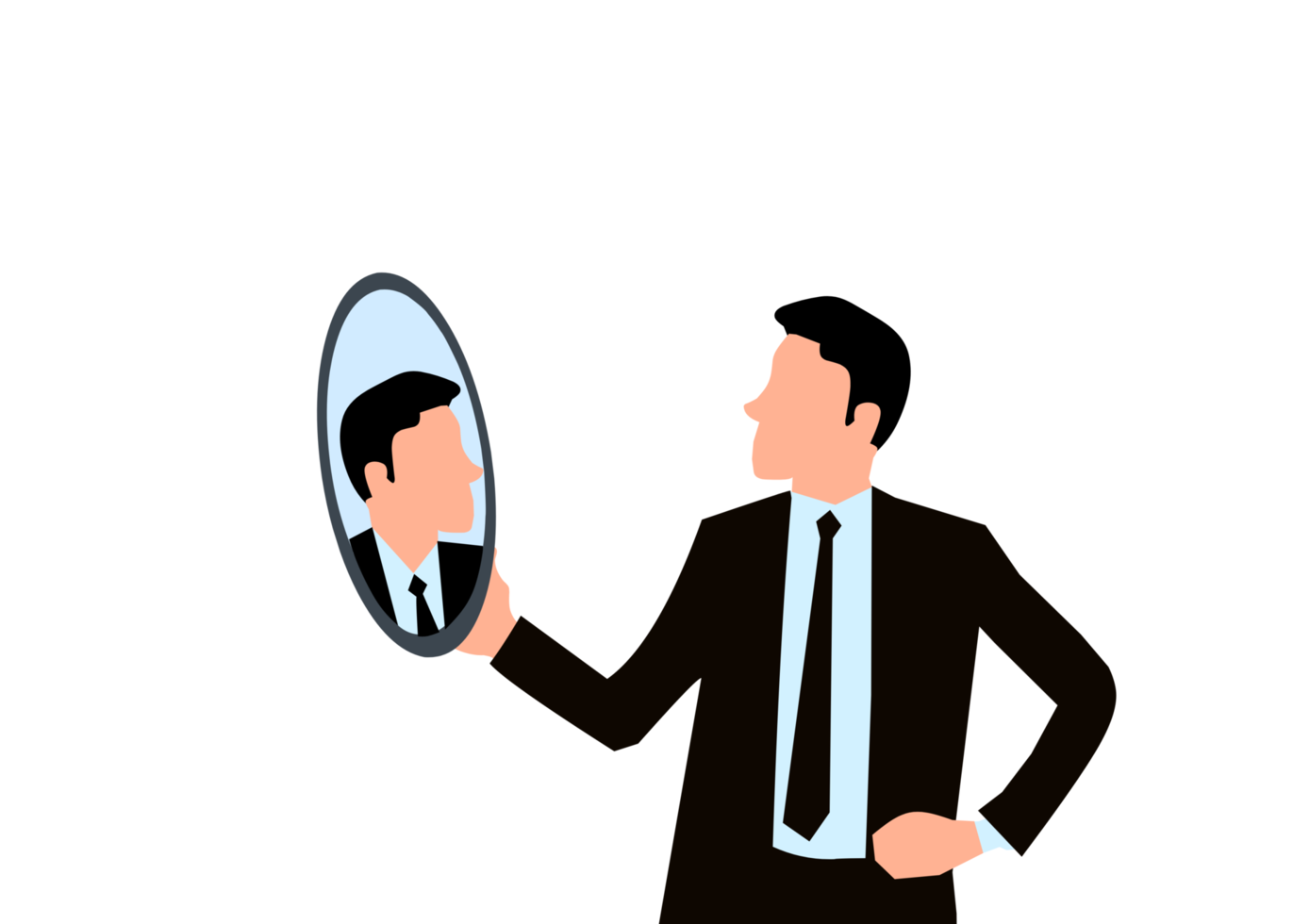 homme tenant un miroir png