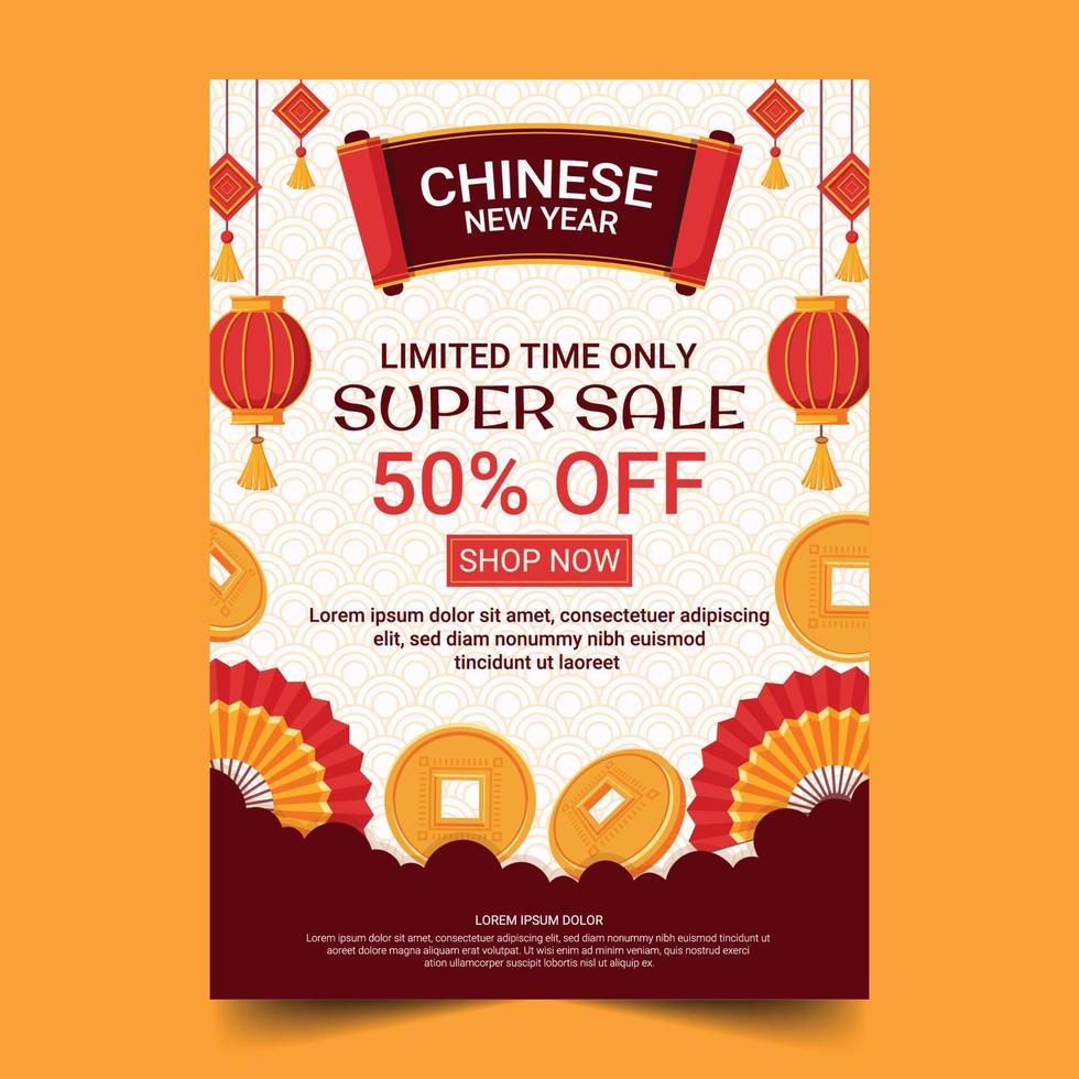 Chinese New Year Sale Poster Template vector