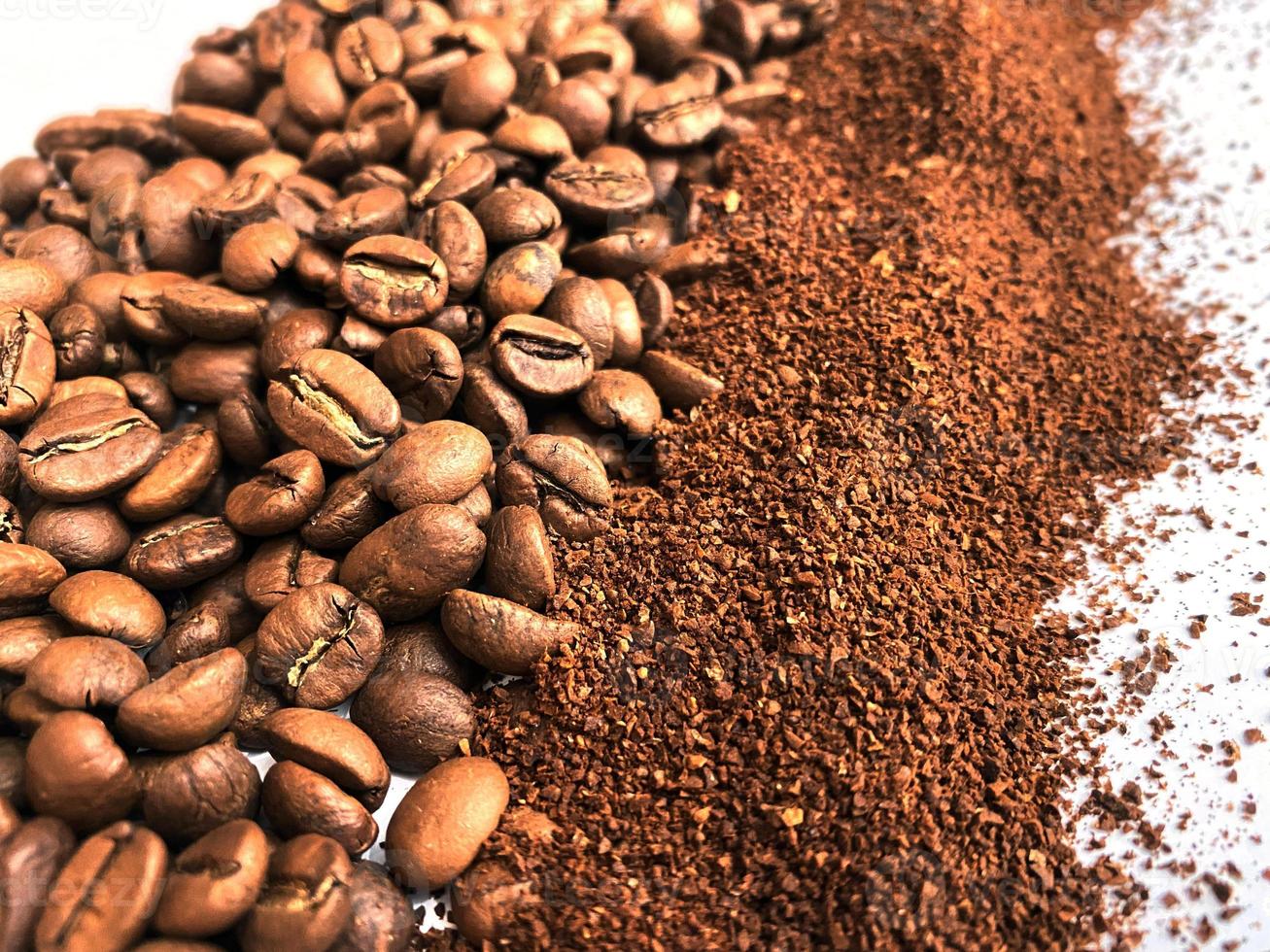 Coffee beans and ground coffee photo