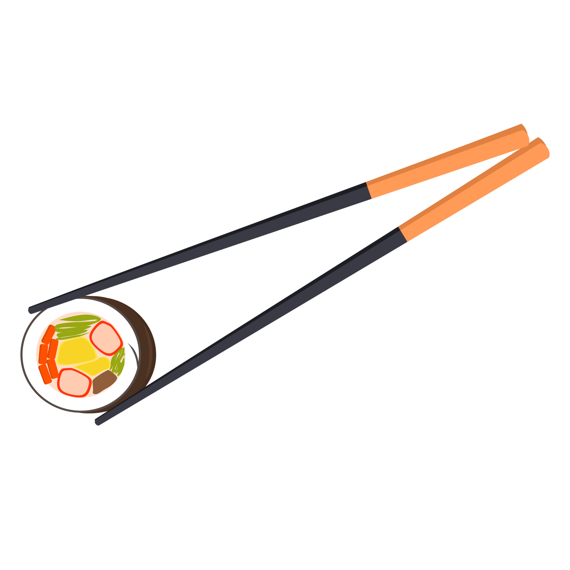 A pair black and yellow chopstick 16391456 PNG