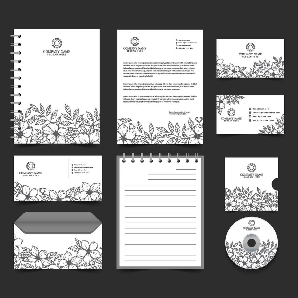 colección de kits de negocios florales vector