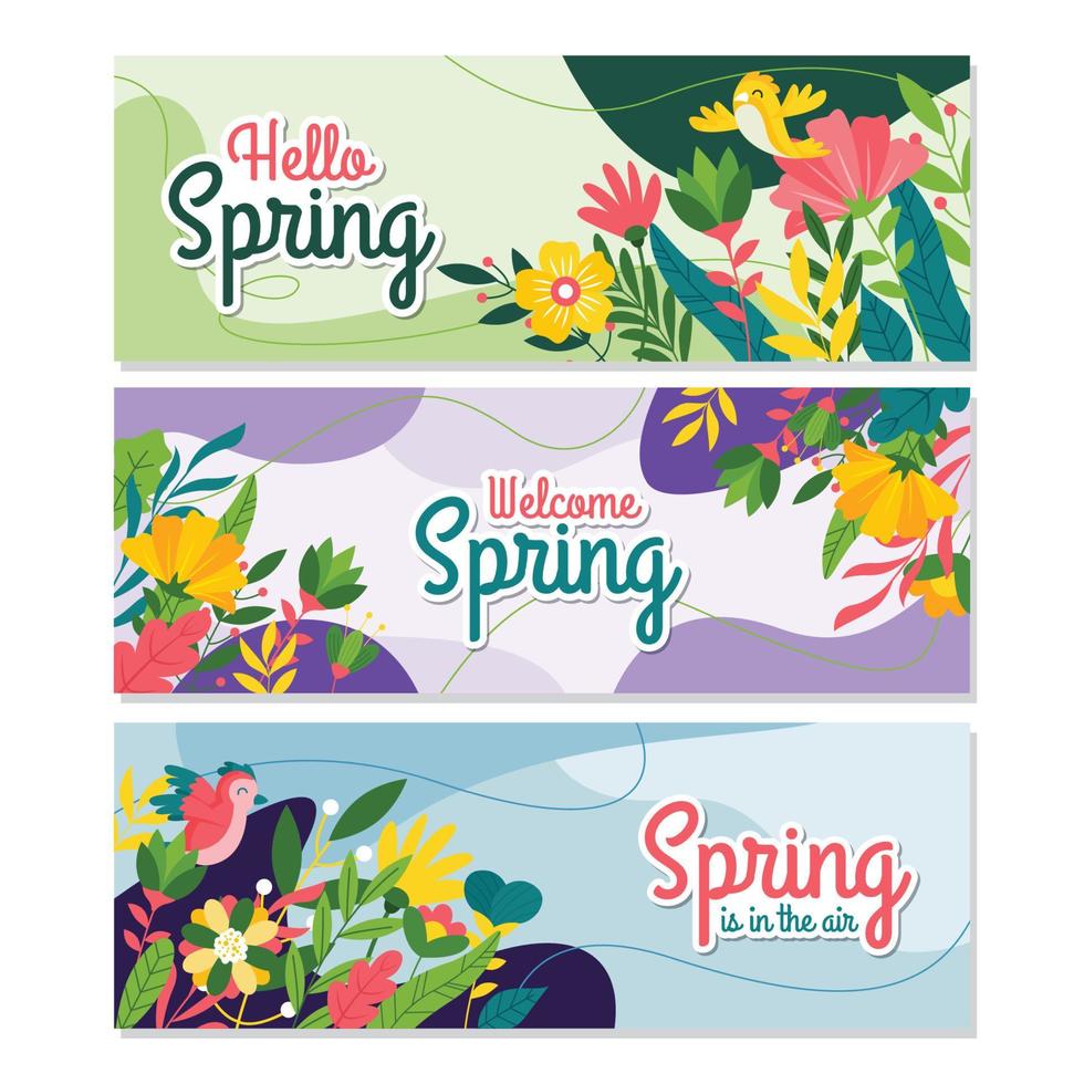 Spring Banner Backgrounds Set vector
