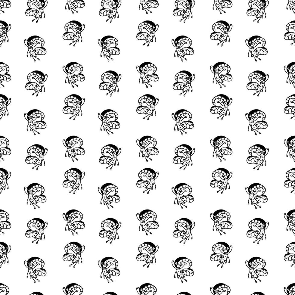 Butterfly pattern7. Cute seamless pattern with flying butterfly. Cartoon white and black vector illustration.