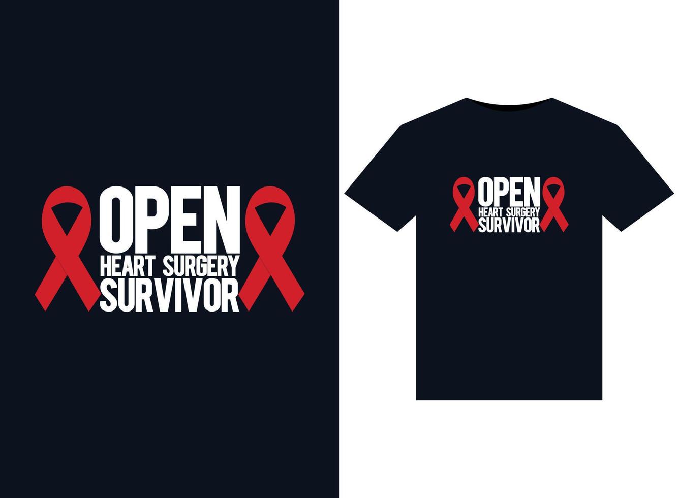 Open Heart Surgery Survivor illustrations for print-ready T-Shirts design vector