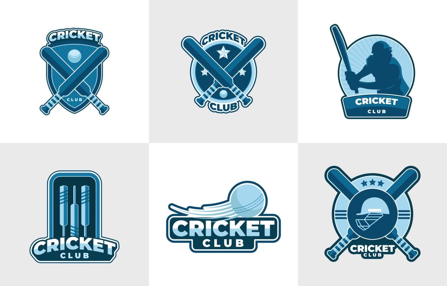 logotipo de cricket deportivo azul vector