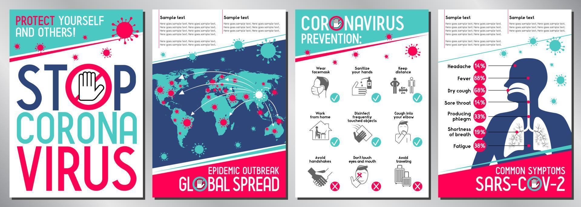 Set of Posters about Coronavirus Epidemic vector