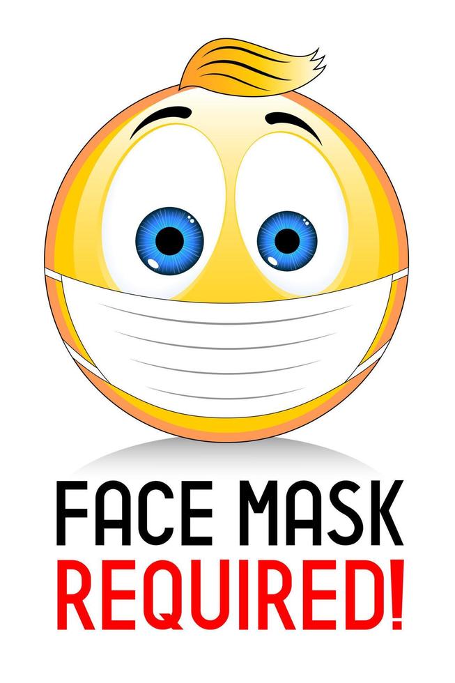 Poster about Wearing Face Mask with Funny Emoticon vector