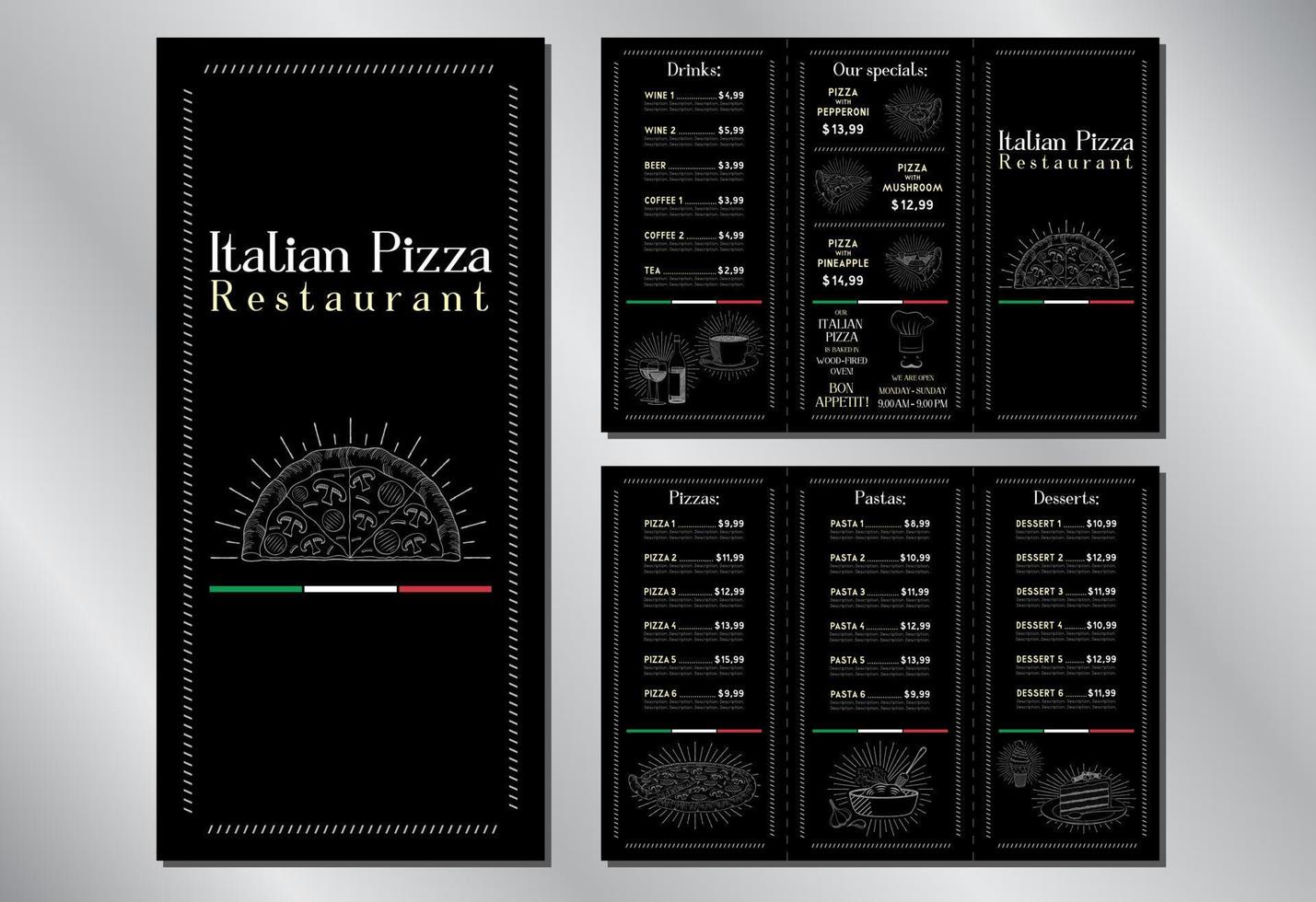 Italian Pizza Restaurant Menu Template vector