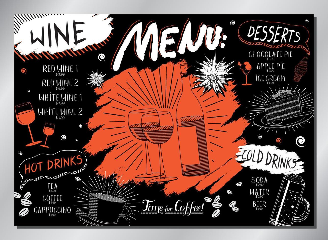 Vintage Wine Table Menu Template vector