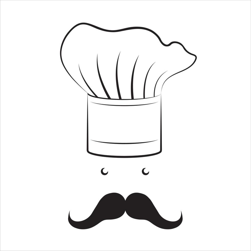 cocinar con bigote - ilustración de contorno vector