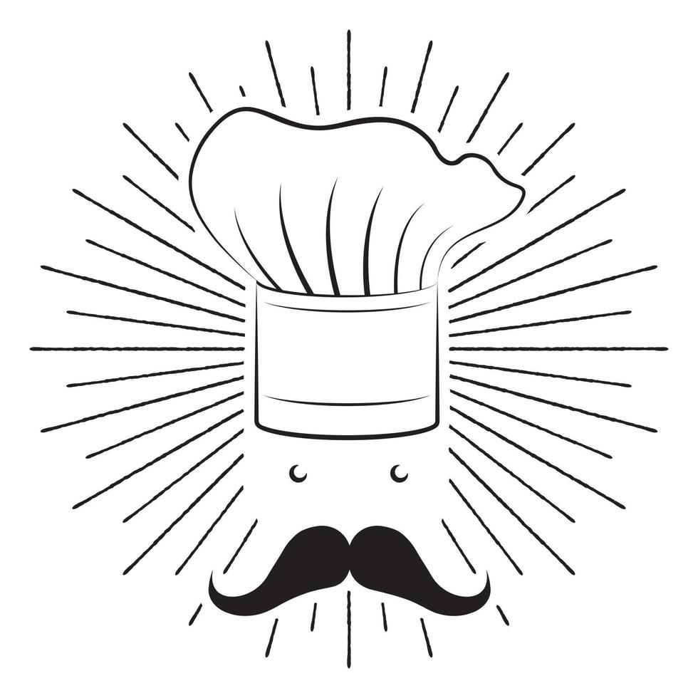 Cook With A Moustache - Outline Illustration vector