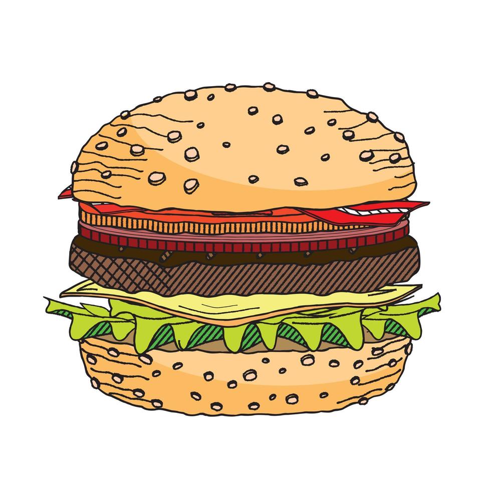 ilustración clásica de hamburguesa vector