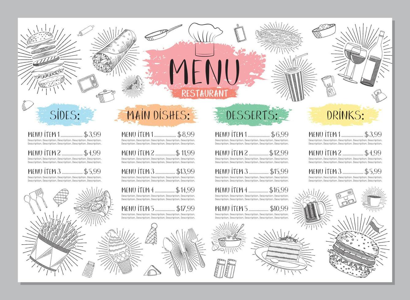 Classic Restaurant Menu vector