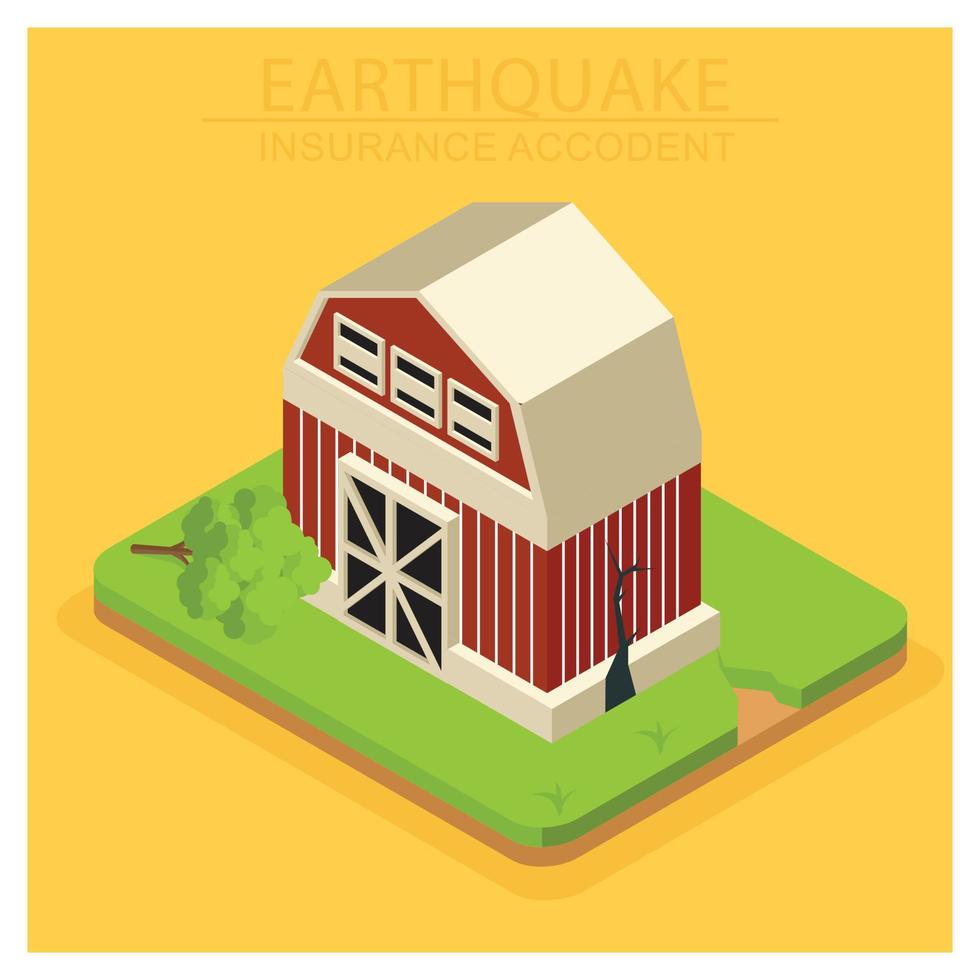 3D isometric house damage due to natural disaster. Vector Isometric Illustration Suitable for Diagrams, Infographics, And Other Graphic assets