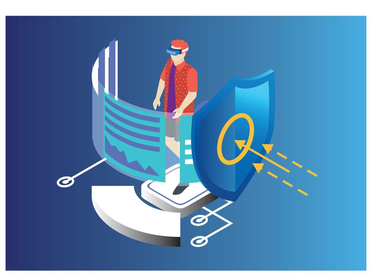 administrador en línea isométrico moderno, concepto de alojamiento web. software de reparación de técnicos. infografía de compartir protección de hardware. almacenar servidor seguro. adecuado para diagramas, activos de juegos y otros activos vector