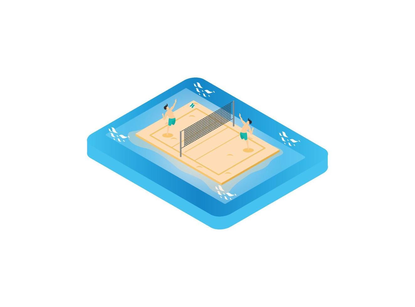 3D isometric beach volleyball court. Vector Isometric Illustration Suitable for Diagrams, Infographics, And Other Graphic assets