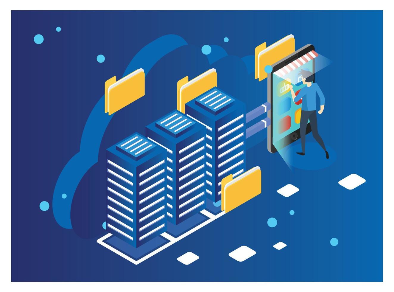 Modern Isometric Cloud Computing Illustration, Web Banners, Suitable for Diagrams, Infographics, Book Illustration, Game Asset, And Other Graphic Related Assets vector