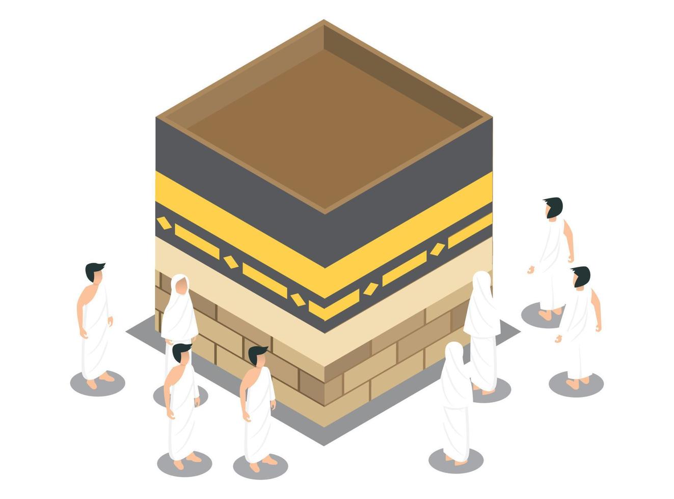 3D isometric Illustration of Tawaf, one part of Hajj, Vector Isometric Illustration Suitable for Diagrams, Infographics, And Other Graphic assets