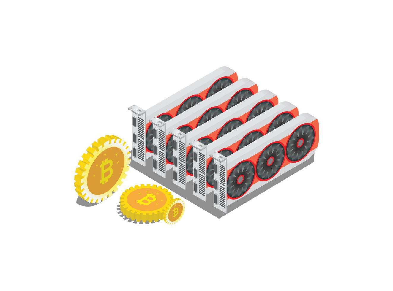 Tarjeta de video detallada isométrica 3d. adaptador de gráficos gpu, ilustración isométrica vectorial adecuada para diagramas, infografías y otros activos gráficos vector