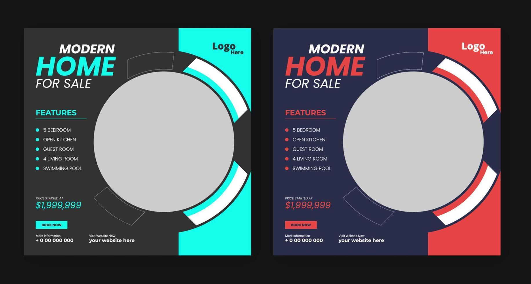 real estate home sale social media post template design vector