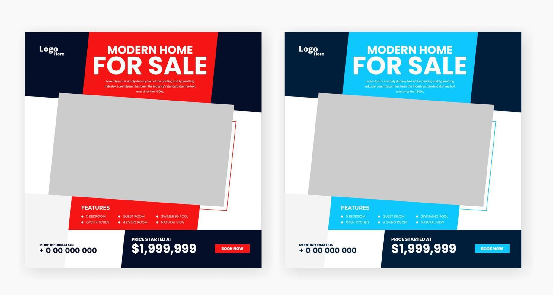 real estate home sale social media post template design vector