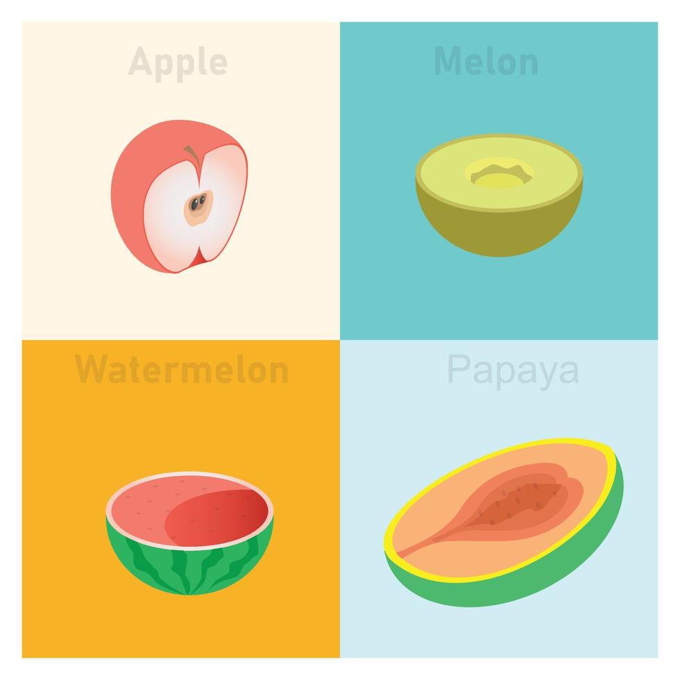 ilustración de la ilustración de icono de vector de conjunto de frutas tropicales isométricas. ilustración vectorial adecuada para diagramas, infografías y otros recursos gráficos