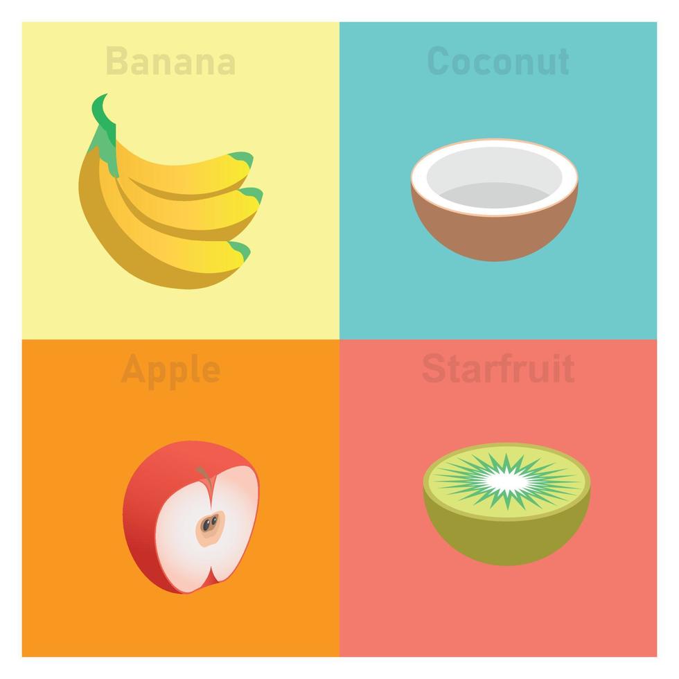 Illustration of isometric tropical fruit set vector icon illustration.  Vector Illustration Suitable for Diagrams, Infographics, And Other Graphic assets