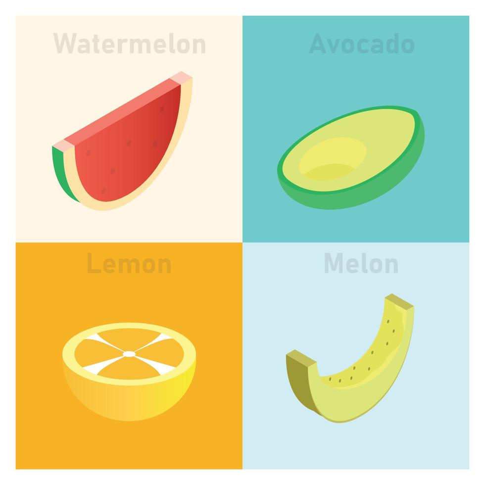 ilustración de la ilustración de icono de vector de conjunto de frutas tropicales isométricas. ilustración vectorial adecuada para diagramas, infografías y otros recursos gráficos